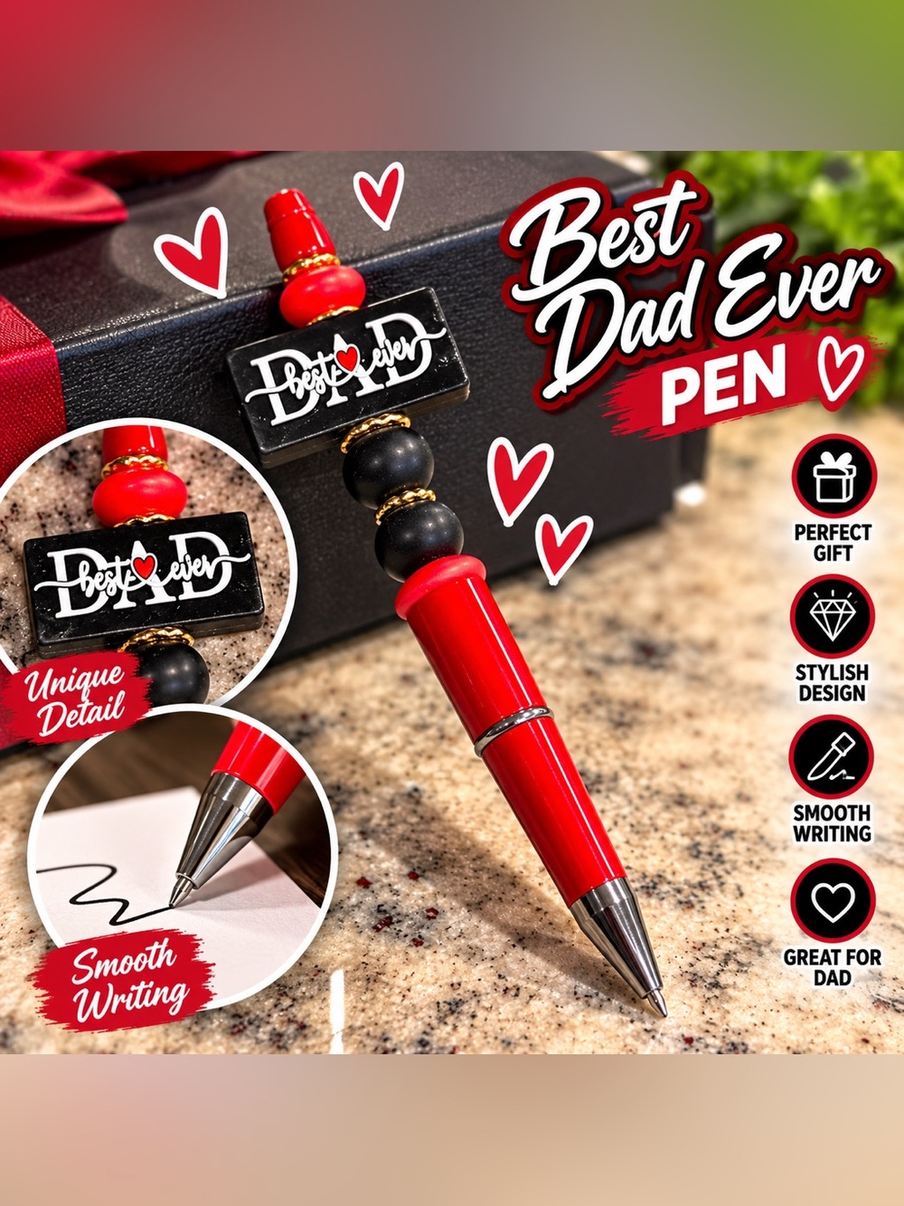 Best Dad Ever Red Rollerball Pen NEW